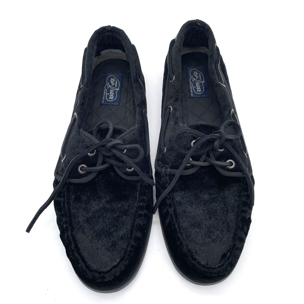 Sperry Top-Sider Original 2 Eye Black Velvet Boat Shoe Mens 10.5 Rare Moccasin